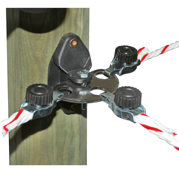 Gate Handle 3-Way Insulator - Vario Stainless Steel Installed on Fence