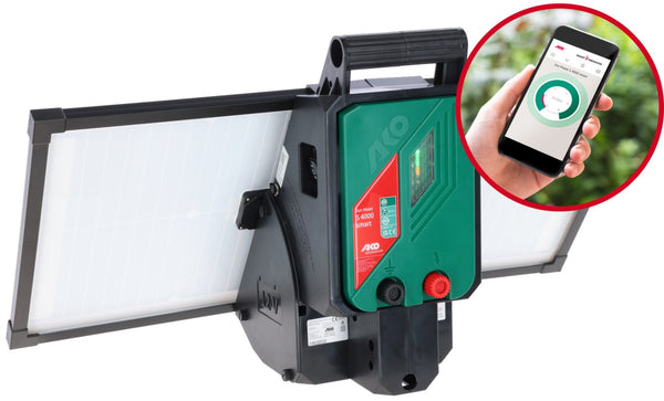 The AKO S4000 Smart Solar Electric Fence Energiser with phone app product. Shop online in New Zealand