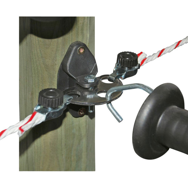 Gate Handle 3-Way Insulator - Vario Stainless Steel Installed on Fence