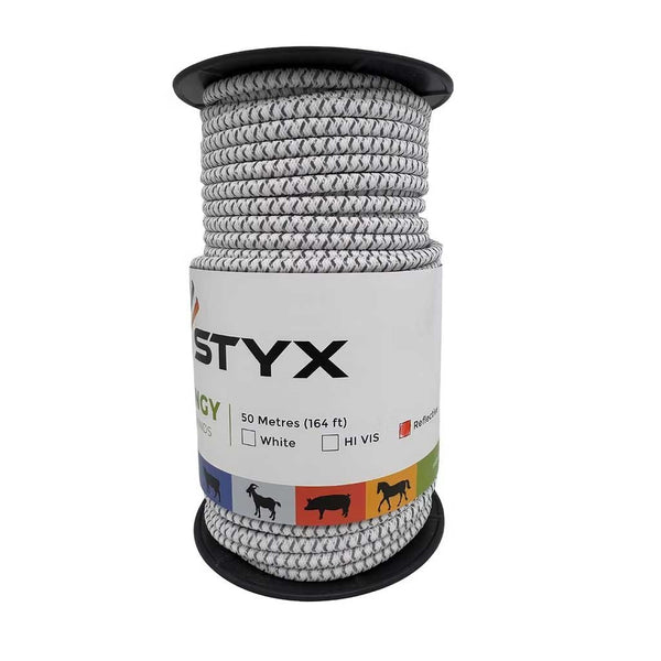 Styx Electric Fence Bungy – Reflective White, 50m