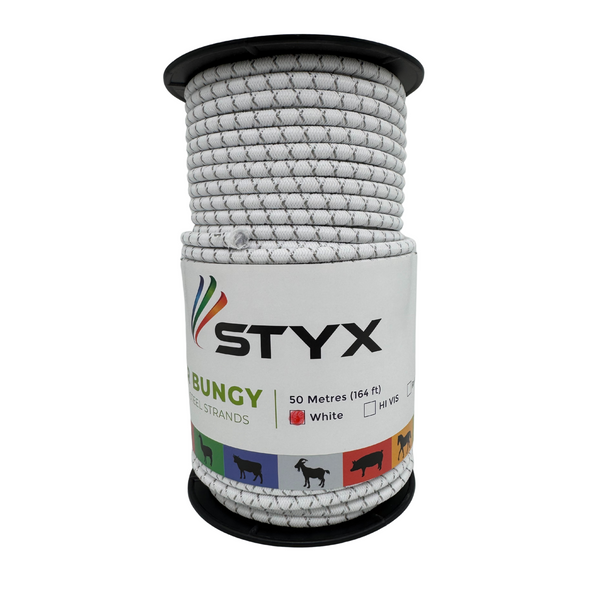 Styx Electric Fence Bungy – White, 50m